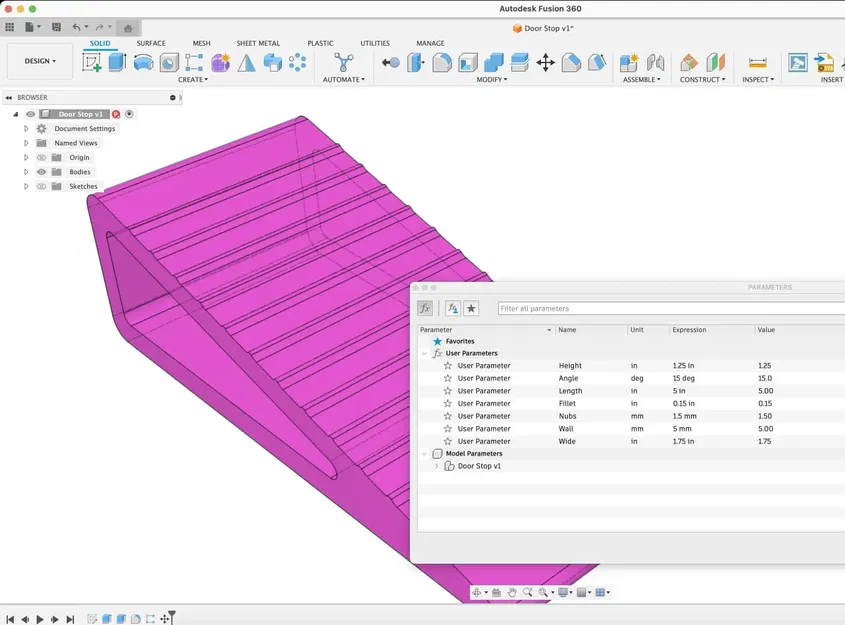 Giá đỡ cửa mở điều chỉnh kích thước bằng Fusion 360 - Image 3