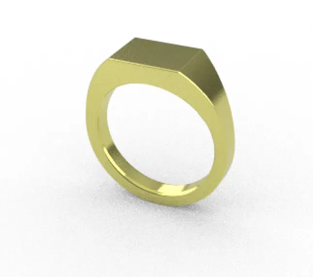 Nhẫn ký tên đơn giản với vành hình chữ V - Image 1