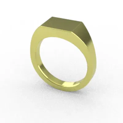 Nhẫn ký tên đơn giản với vành hình chữ V