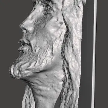 Khuôn mặt Chúa Giê-su với đế được quét 3D hoàn chỉnh