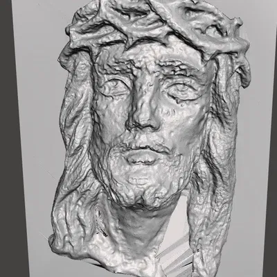 Khuôn mặt Chúa Giê-su với đế được quét 3D hoàn chỉnh