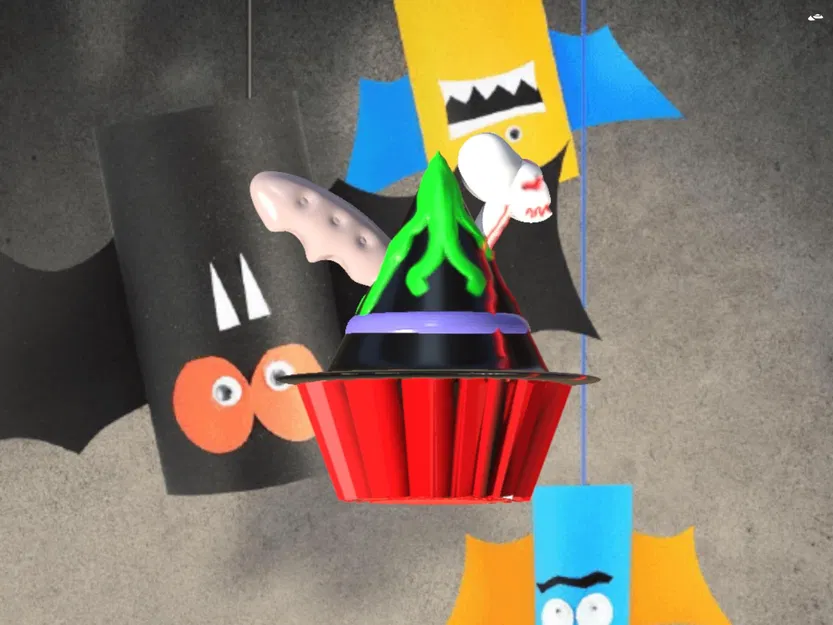 Cupcake mũ phù thủy với tay cầm dao xương - Image 1