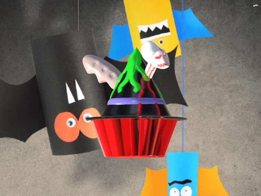 Cupcake mũ phù thủy với tay cầm dao xương - Image 3