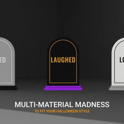 Bảng mộ hài hước "LIVED LAUGHED LOVED" cho Halloween