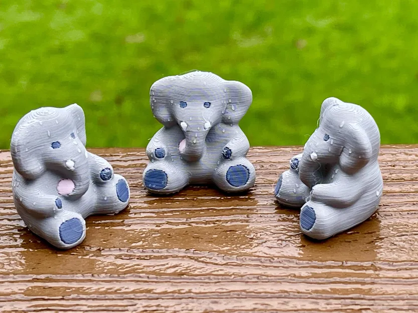 Voi nhỏ dễ thương với bốn màu sắc khác nhau - Image 1