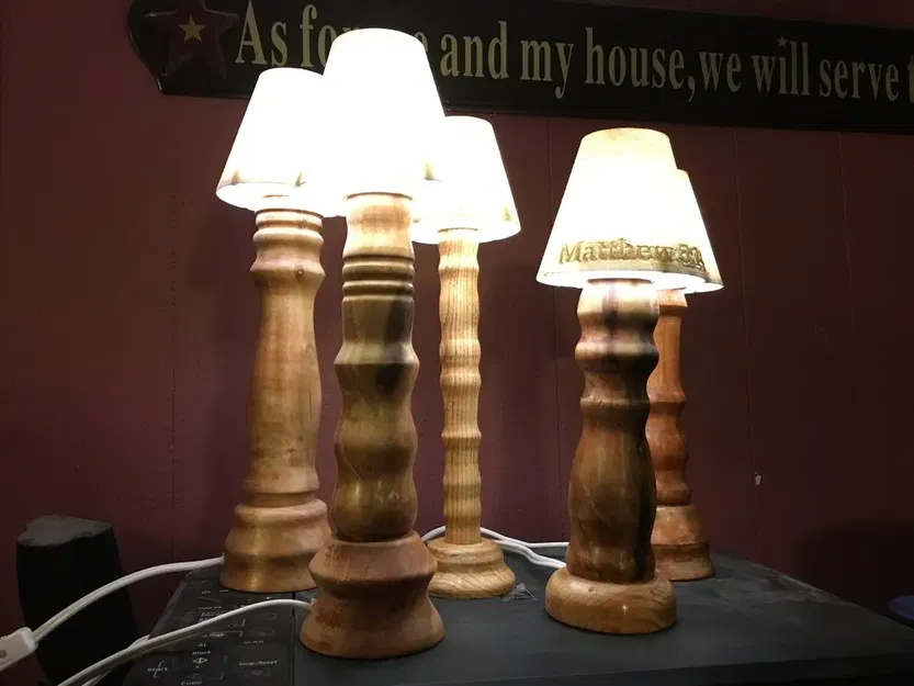 Chao đèn LED nhỏ với chao đèn gỗ thủ công - Image 2