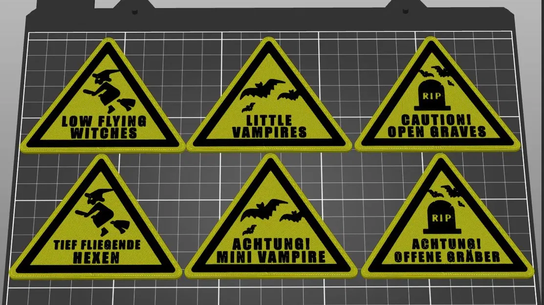 Biển báo cảnh báo Halloween bằng tiếng Anh và Đức - Image 2