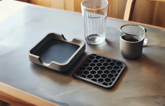 Đế Lót Ly Hình Vuông Hiện Đại Tối Giản Kèm Giá Đỡ - Image 1