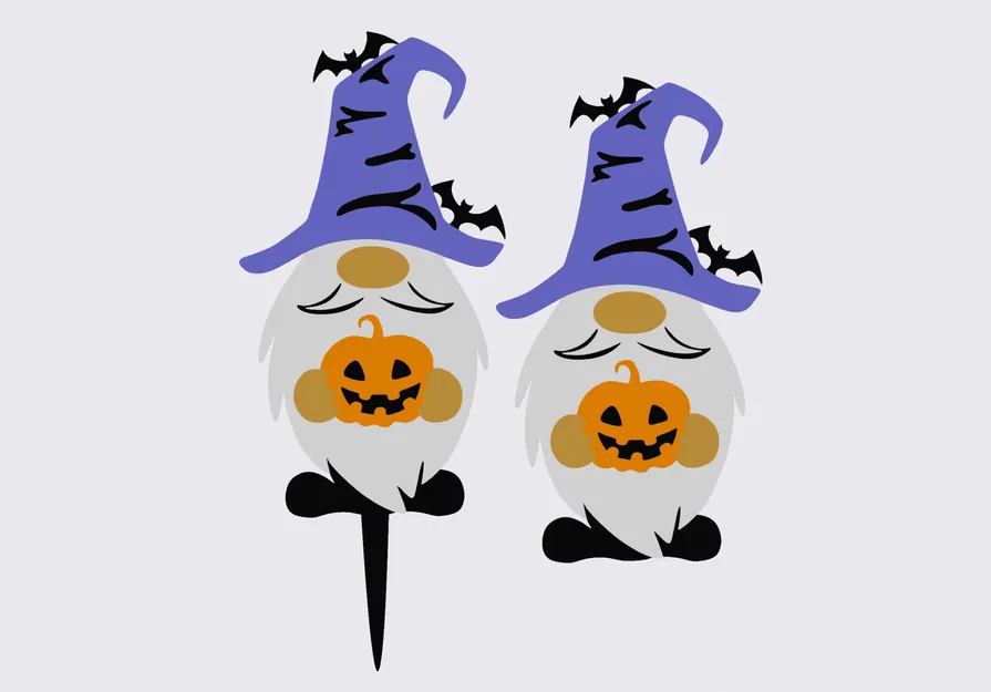 Gnome Halloween với bí ngô trang trí cỏ cây 4 màu - Image 1