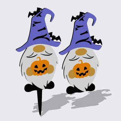 Gnome Halloween với bí ngô trang trí cỏ cây 4 màu