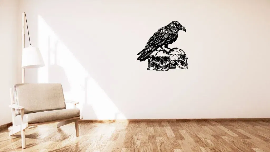 Quạ trên đầu lâu - Trang trí tường hoặc bàn - Image 1