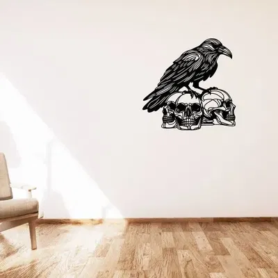 Quạ trên đầu lâu - Trang trí tường hoặc bàn
