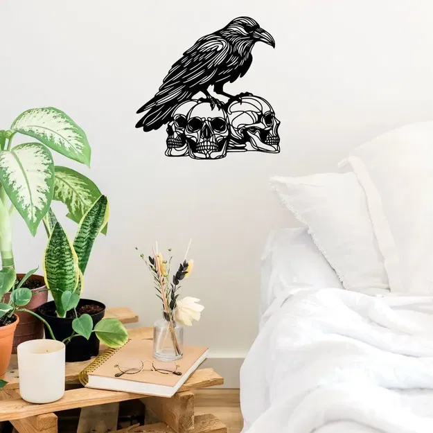 Quạ trên đầu lâu - Trang trí tường hoặc bàn - Image 2