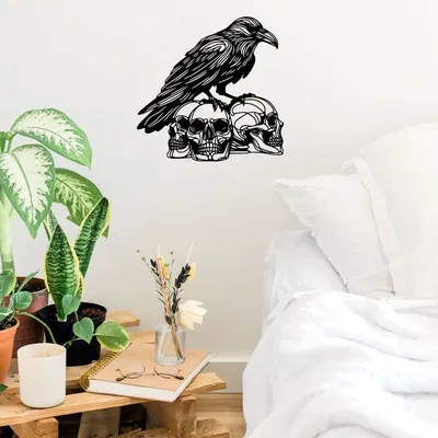 Quạ trên đầu lâu - Trang trí tường hoặc bàn