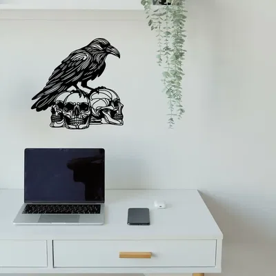 Quạ trên đầu lâu - Trang trí tường hoặc bàn