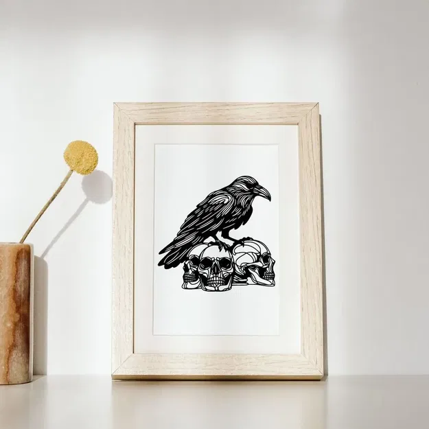 Quạ trên đầu lâu - Trang trí tường hoặc bàn - Image 4
