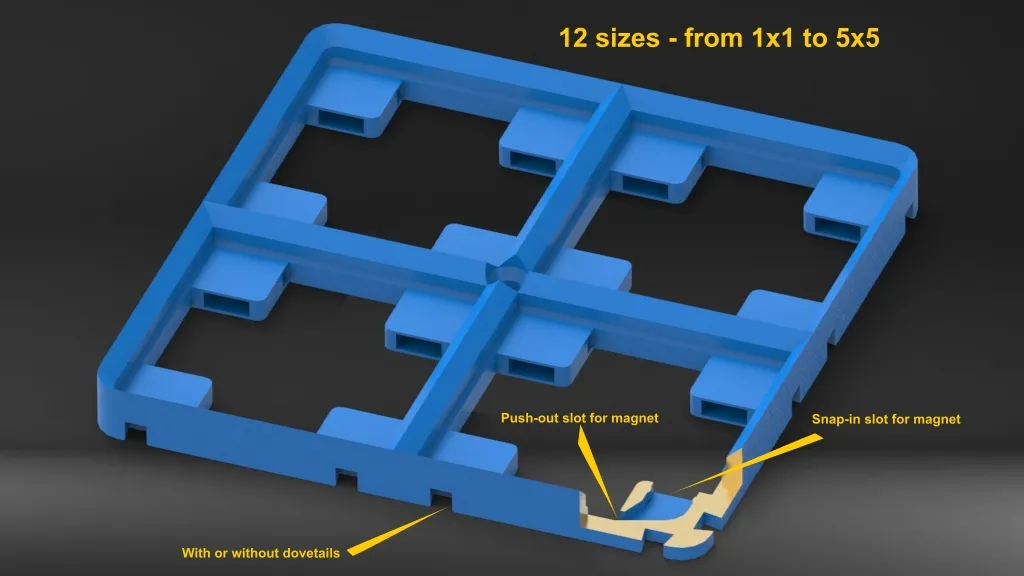 Đế Gridfinity với nam châm gắn bên hông không cần keo - Image 1