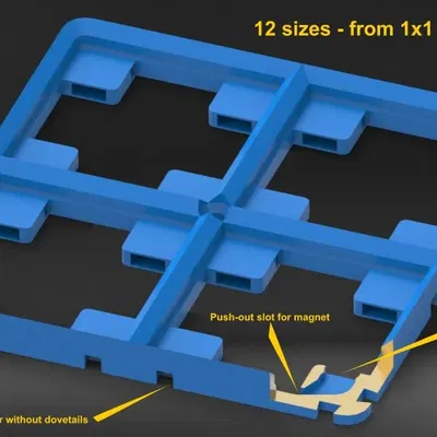 Đế Gridfinity với nam châm gắn bên hông không cần keo