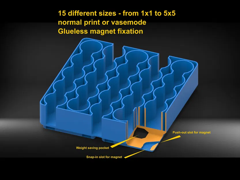Hộp pin AA - Gridfinity - Vasemode - 15 kích cỡ khác nhau - Image 1