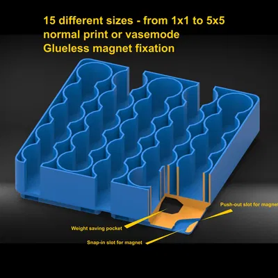 Hộp pin AA - Gridfinity - Vasemode - 15 kích cỡ khác nhau