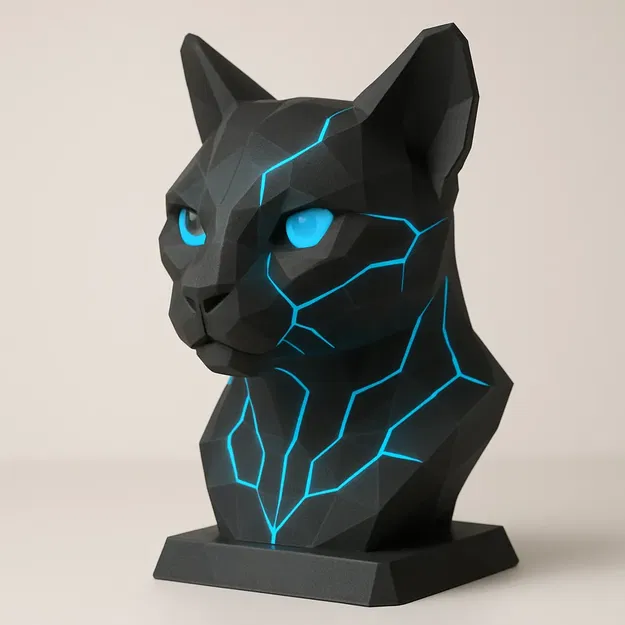 Tượng Đầu Mèo Phong Cách Low Poly - Image 1
