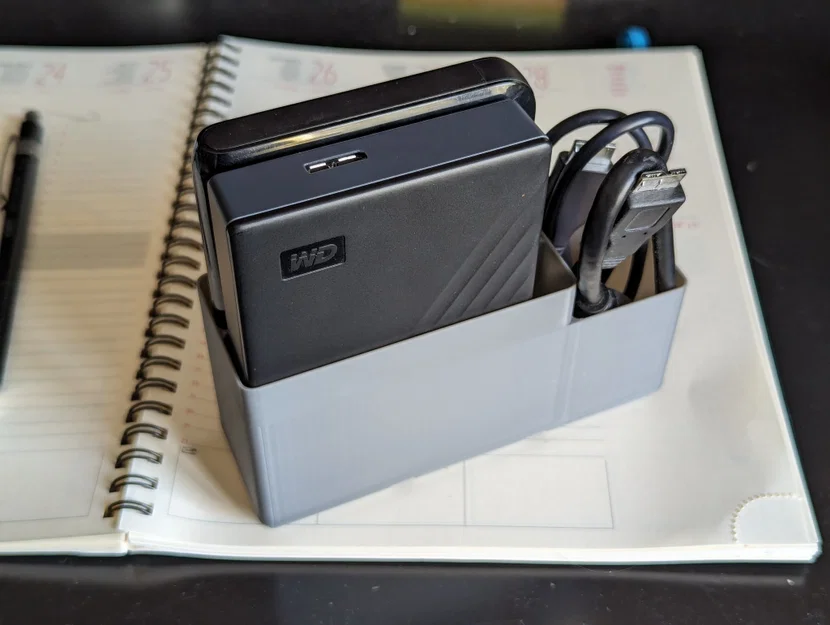Khay đôi Gridfinity cho HDD USB có khay phụ cáp - Image 1