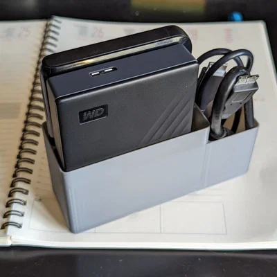 Khay đôi Gridfinity cho HDD USB có khay phụ cáp