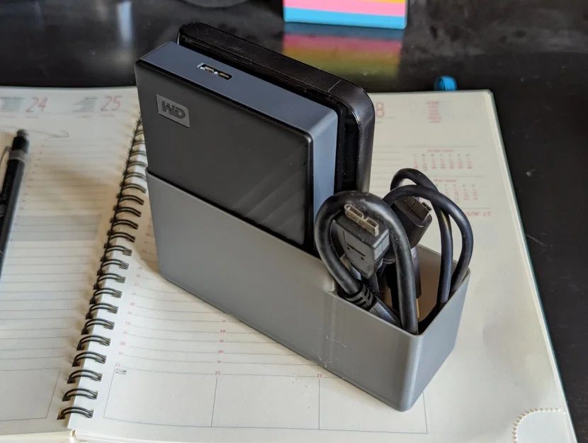 Khay đôi Gridfinity cho HDD USB có khay phụ cáp - Image 2