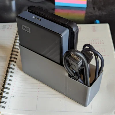 Khay đôi Gridfinity cho HDD USB có khay phụ cáp
