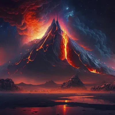 Vulkan phun trào với magma sống động