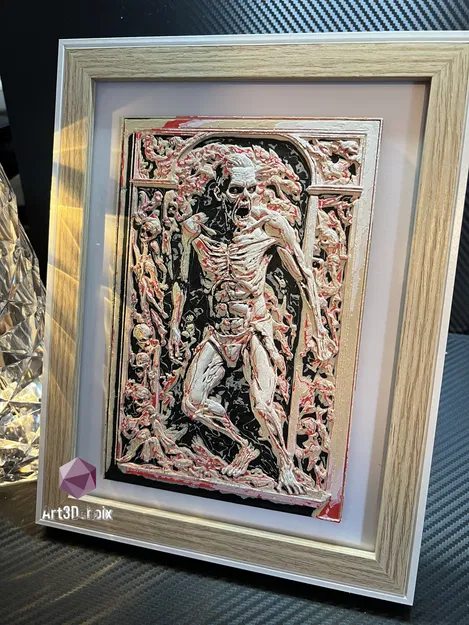 Tranh 3D đầu lâu nghệ thuật theo phong cách Hueforge - Image 1