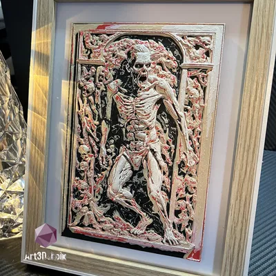 Tranh 3D đầu lâu nghệ thuật theo phong cách Hueforge