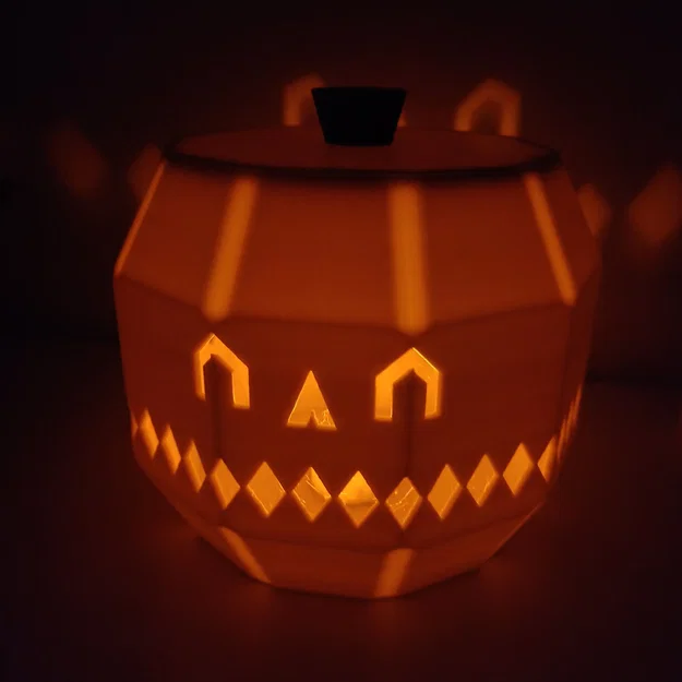 Đèn/bát bí ngô Halloween phong cách low poly hai mặt - Image 1