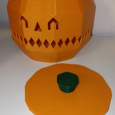 Đèn/bát bí ngô Halloween phong cách low poly hai mặt