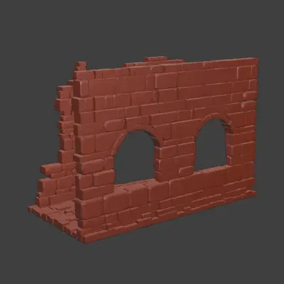 Mô-đun tường đá đổ nát #3 có cửa sổ