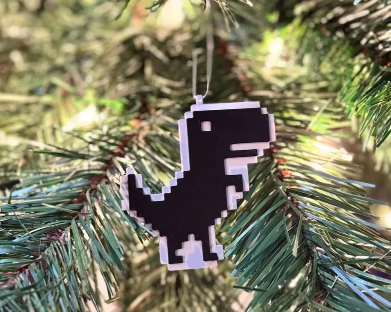 T-Rex Offline (Game Khủng Long Google) - Móc Treo Giáng Sinh (Hot-Swap, Đa Màu) - Image 1