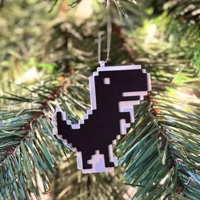 T-Rex Offline (Game Khủng Long Google) - Móc Treo Giáng Sinh (Hot-Swap, Đa Màu)