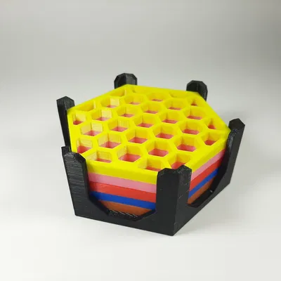 Đế Lót Ly Họa Tiết Lục Giác & Hộp Đựng