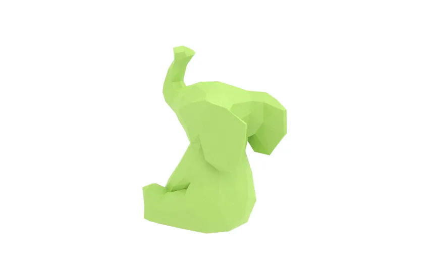 Voi con dễ thương phong cách low poly đang ngồi - Image 5