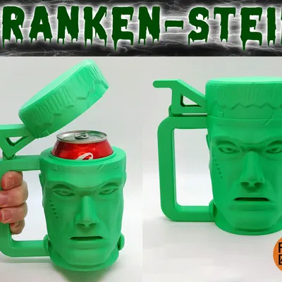 Coozie giữ lạnh hình Franken-Stein với nắp bật