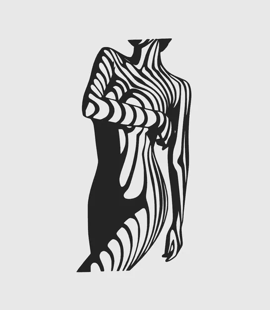 Nghệ thuật trừu tượng hình thể phụ nữ treo tường - Image 1