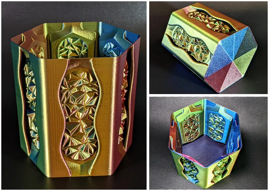 Bình hoa hình lục giác với họa tiết kẹo đá - Image 2