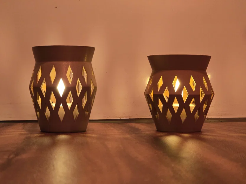 Giá đỡ đèn tealight LED với họa tiết kim cương - Image 2