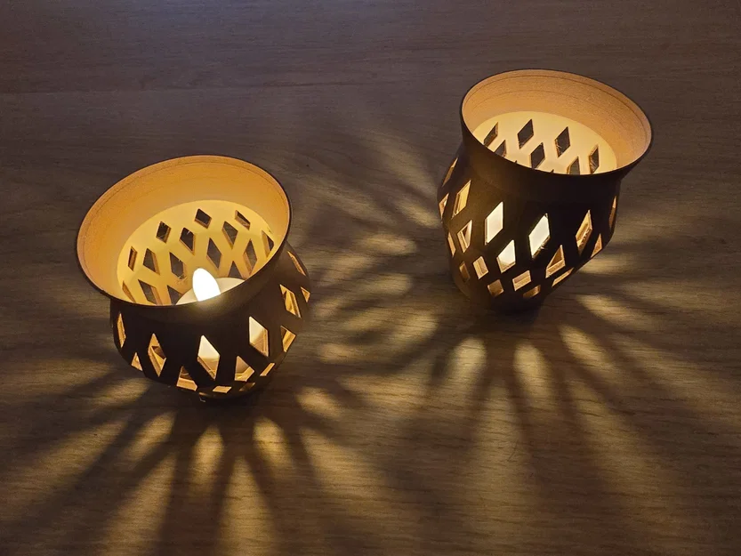 Giá đỡ đèn tealight LED với họa tiết kim cương - Image 3