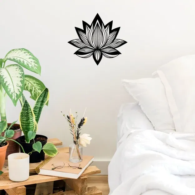 Trang trí tường hoặc bàn với tranh hoa sen tối giản - Image 2