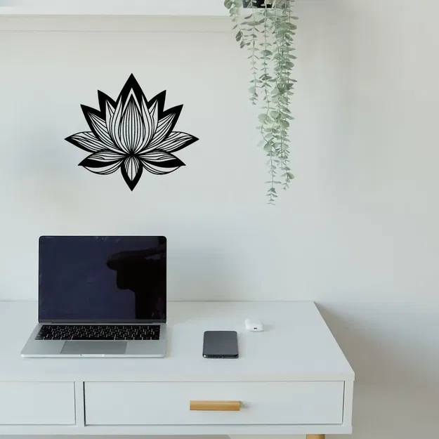 Trang trí tường hoặc bàn với tranh hoa sen tối giản - Image 3