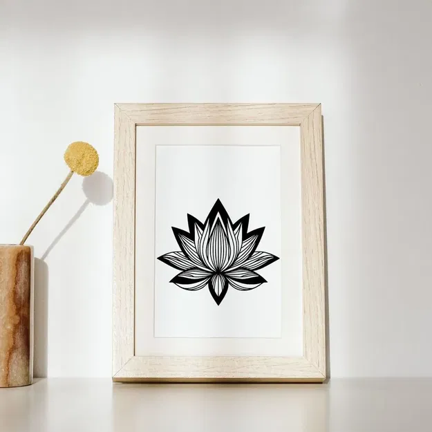 Trang trí tường hoặc bàn với tranh hoa sen tối giản - Image 4