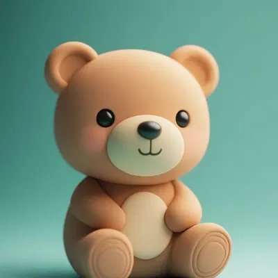 Mô hình nhân vật gấu con bằng đất sét phong cách kawaii 3D