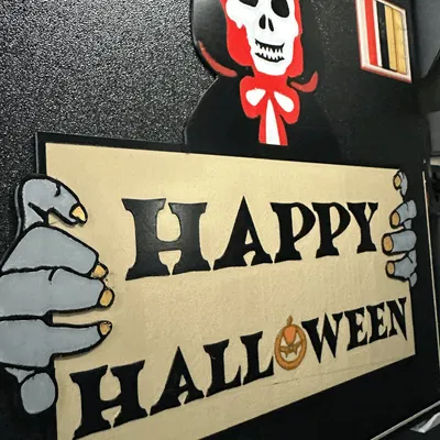 Bộ xương Halloween vui vẻ trang trí tường