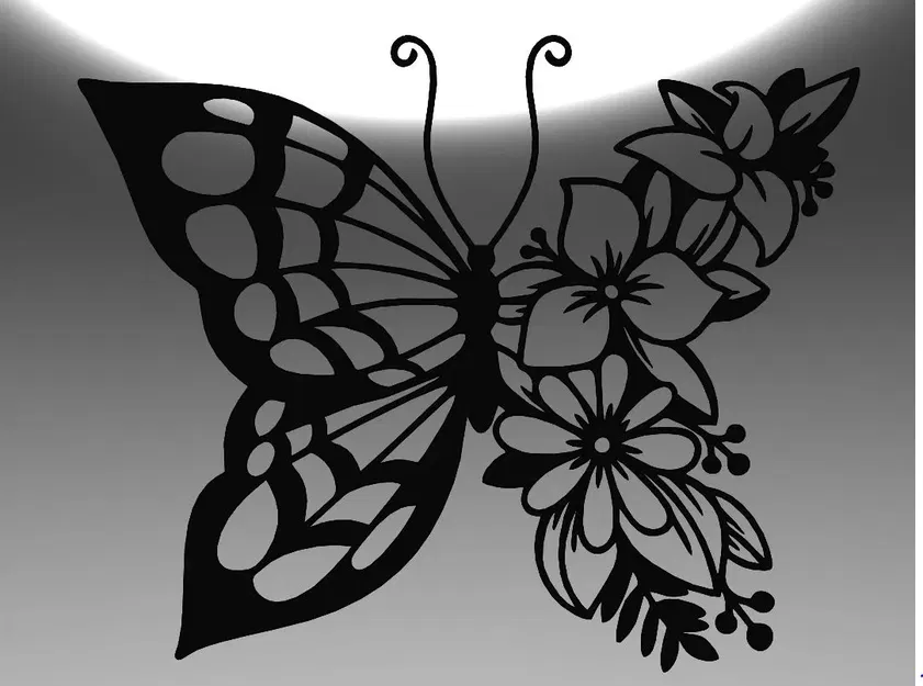 Cánh Bướm Hoa: Line Art Bướm Với Thiết Kế Hoa - Image 3